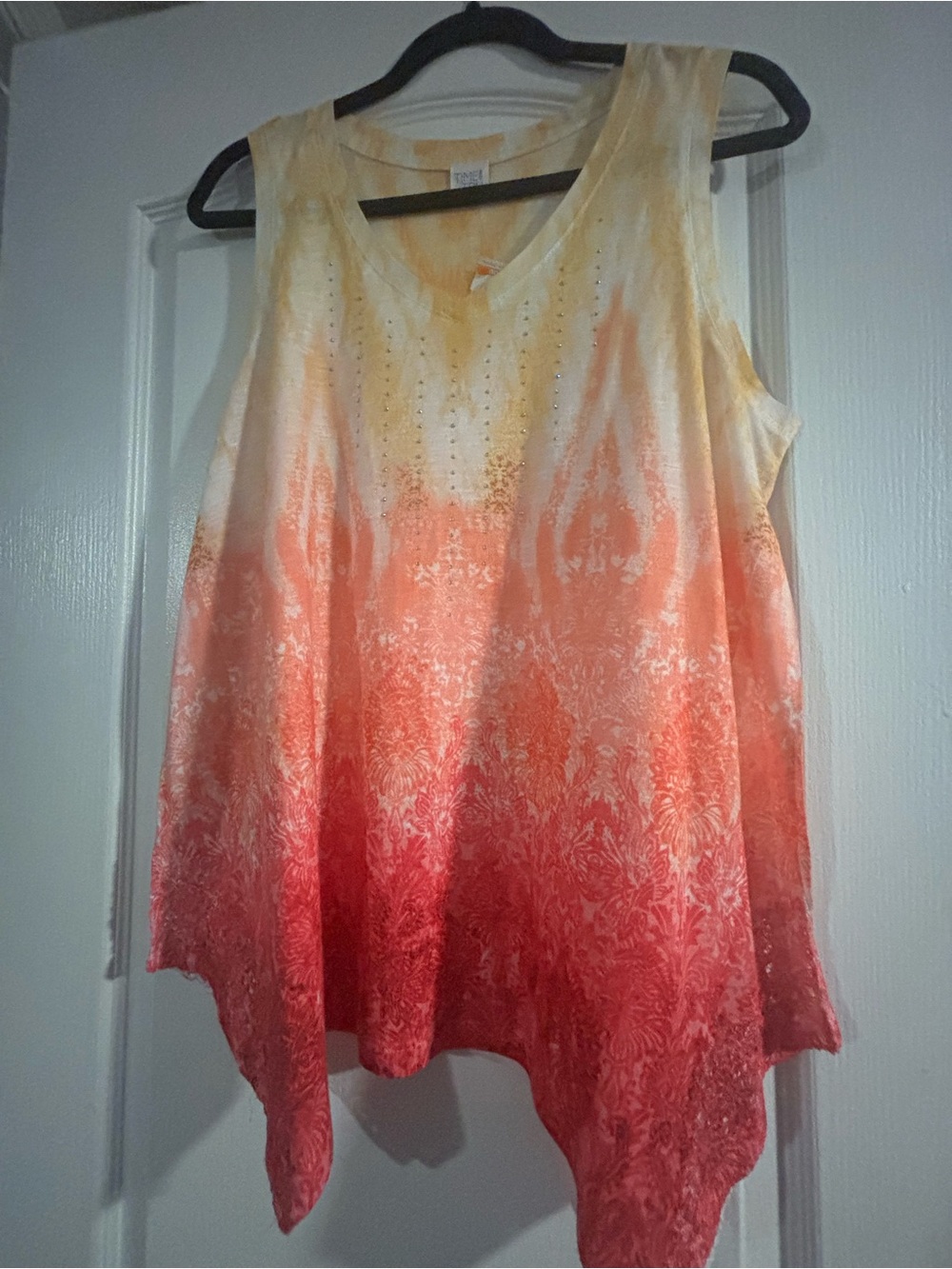 Time and Tru Yellow and White Tie-Dye Tee